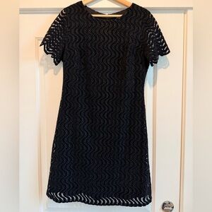 Tommy Hilfiger Black Mini Dress with Chenille Overlay